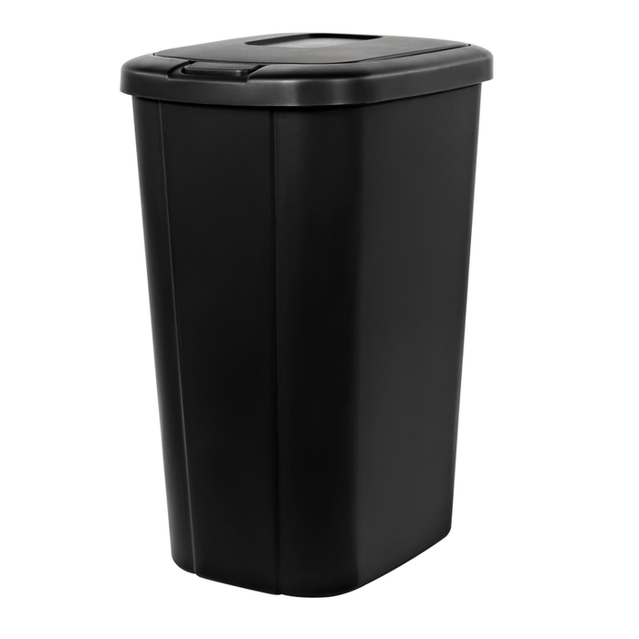 Hefty 13.3 Gal. Touch Lid Trash Can in White with Decorative Texture