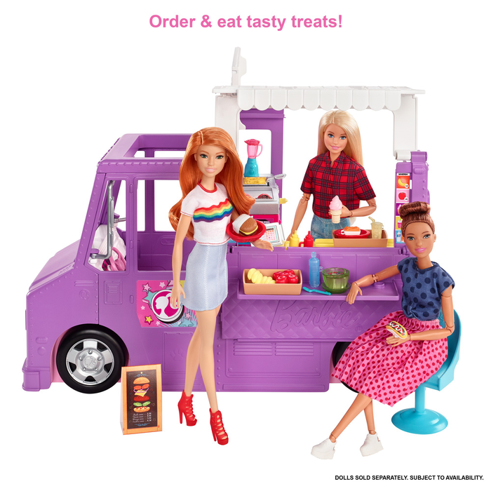 Barbie Food Truck with Multiple Play Areas & 30+ Realistic Play Pieces, Dolls Sold Separately