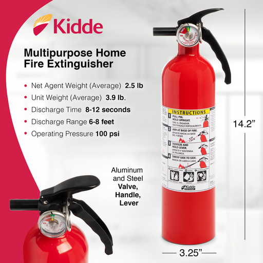 Kidde 1A10BC Basic Use Fire Extinguisher, 2.5 Lbs.