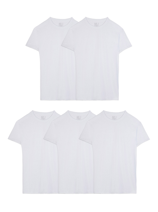 Fruit of the Loom Men'S Active Cotton White Crew Undershirts, 5 Pack