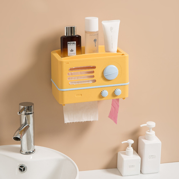Creative Perforated Toilet Bathroom Tissue Box Multifunctional Paper Box Kitchen Wall-Mounted Retro Roll Paper Holder YY001