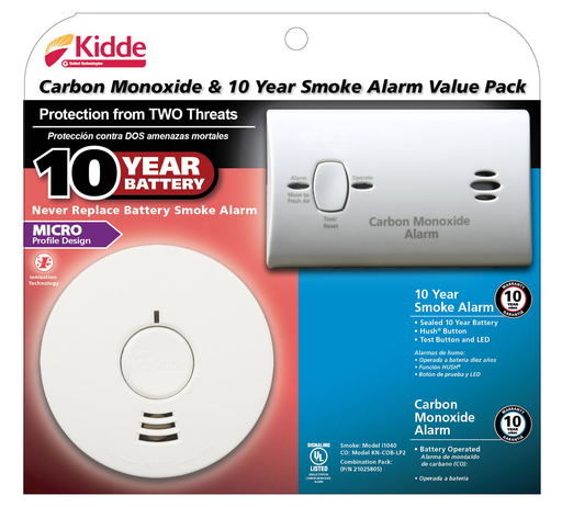 Kidde 10 Year Smoke Alarm and Carbon Monoxide Value Pack, Models I1040 and KN-COB-LP2