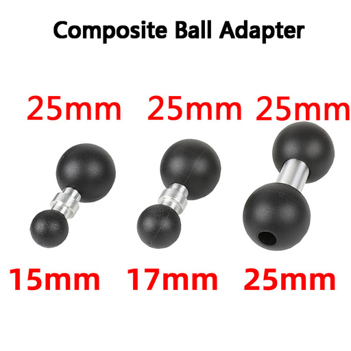 25Mm to 15Mm/17Mm/25Mm Composite Ball Adapter for Industry Standard Dual Ball Socket Mounting Arms- Works Garmin GPS Brackets