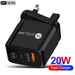 GTWIN PD 20W Compatible QC 3.0 Fast Charging Mobile Phone Charger EU/US/UK Plug Wholesale Quick Charge Black for Iphone 12 Pro