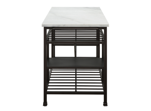 Acme Lanzo Kitchen Island in Marble and Gunmetal, Multiple Color