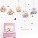 Colorful Bird Cage with Flowers Butterfly Wall Stickers for Store Office Home Decoration Girls Room Wall Art Decals Pvc Posters