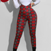 Kayotuas Women Jumpsuit Suspender Strap Trousers Plaid Pattern High Waist Overalls Office Lady Slim Fit Pencil Slim Clothing