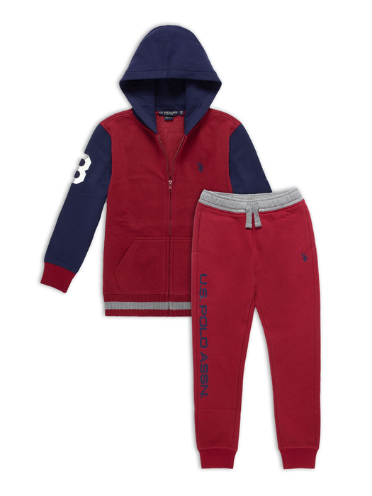 U.S. Polo Boys Fleece Colorblock Zip-Up Hoodie & Sweatpant Set, 2-Pack, Sizes 4-18