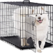 Large Dog Crate Dog Cage Dog Kennel Pet Puppy Playpen Outdoor Metal Wire Folding Travel Camping Crate with Divider Double Door Plastic Tray,48 inches