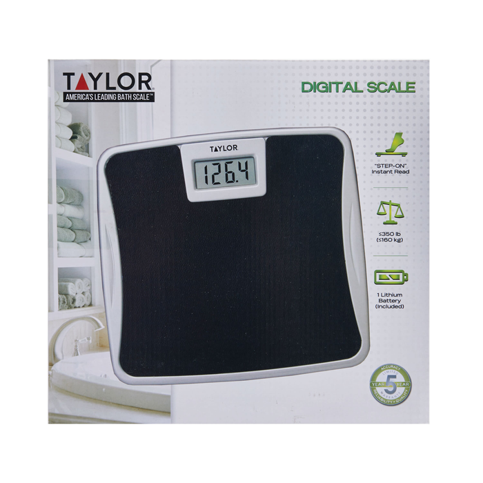 Taylor Digital Bathroom Scale Black Non Slip Mat