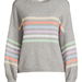 Dreamers by Debut Women'S Rainbow Striped Sweater with Puff Sleeves