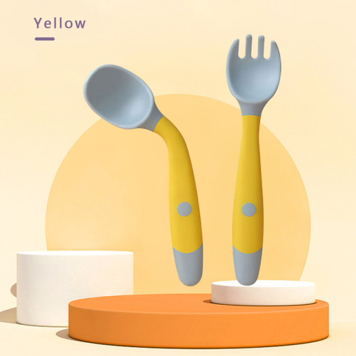 Baby Spoon Fork Children&#39;S Tableware for Kids Child Fork Silicone Tableware Kids Baby Cutlery Silicona Bebe Spoons for Toddlers