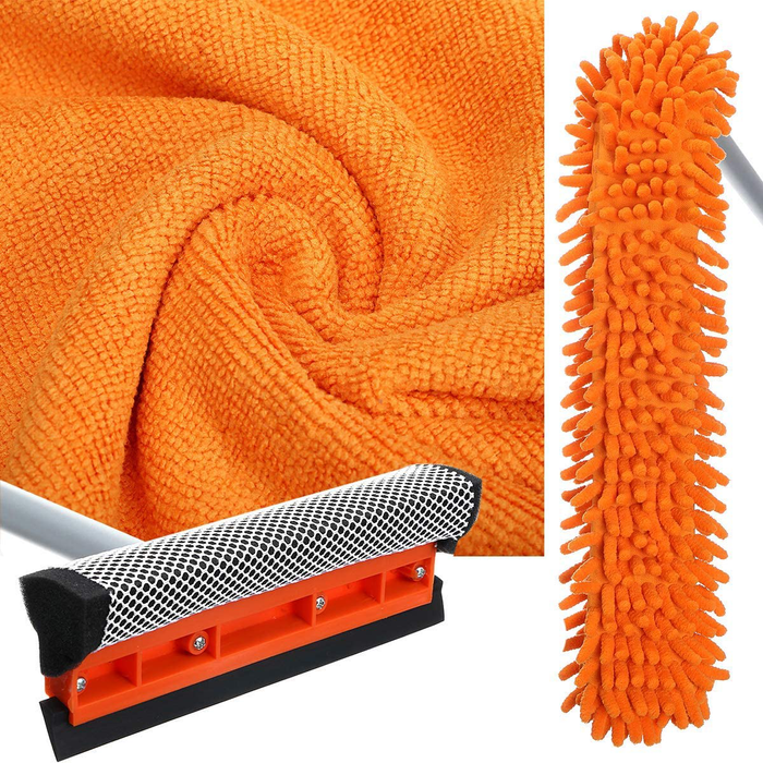 Car Wash Kit, 62" Car Wash Brush with Long Handle Car Washing Kits with Windshield Squeegee Car Duster Microfiber Cleaning Clothes Car Wash Cleaning Kits for RV Cars Trucks, 62in
