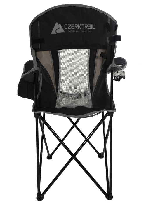 Ozark Trail Oversized Mesh Chair with Cooler, Black, Adult