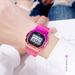SKMEI Women Digital Sports Watch Contrast Color Dual Time Mode Date Week Alarm Clock Backlight 5ATM Waterproof Female Fashion Watches for Daily Life Students Teenagers Wristband Gift, Rose Red&Plating