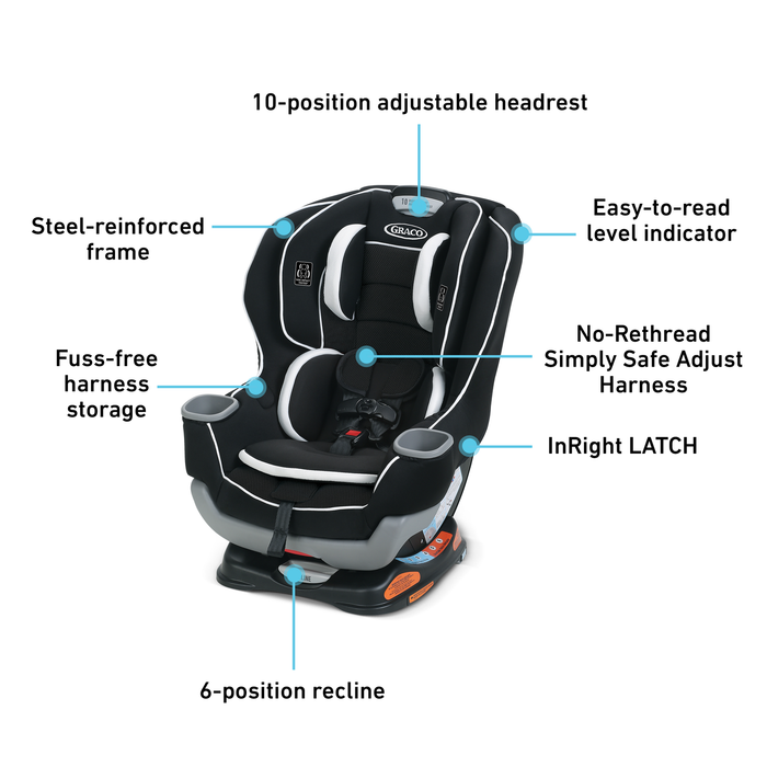 Graco Extend2Fit Convertible Car Seat, Ride Rear-Facing Longer, Gotham