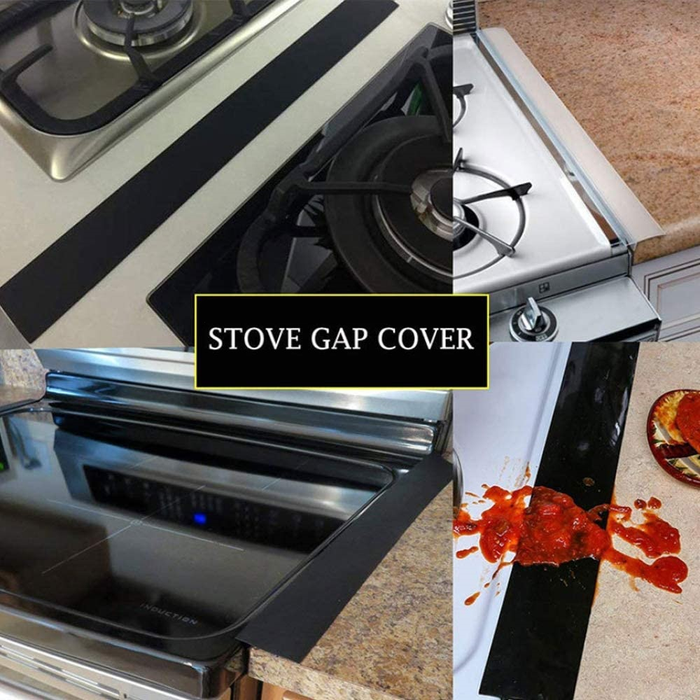 Silicone Gap Cover, (2 Pack) Silicone Gap Stopper Kitchen Stove Counter Gap Covers - 21 inches Flexible Stove Space Fillers, Food Grade, Non-Toxic, Black