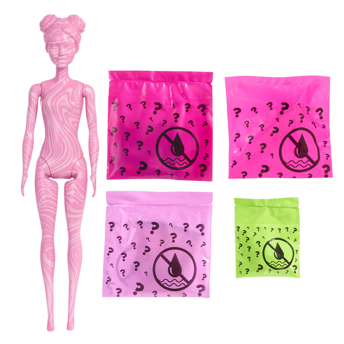 Barbie Color Reveal Doll with 7 Surprises, Sand & Sun Series, Marble Pink Color