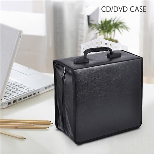 Easyfashion 400 Disc Capacity Heavy Duty CD DVD Carrying Case with Sturdy Handle, Black