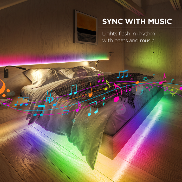 Merkury Innovations Smart Symphony RGBW Strip Lights, 16Ft, Sound-Sync