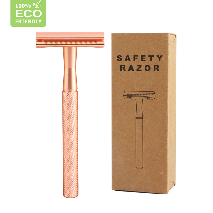 HAWARD Rose Gold Safety Razor for Men&Amp;Women Reusable Double Edge Razor Classic Metal Manual Shaving Razor with 20 Shaving Blades
