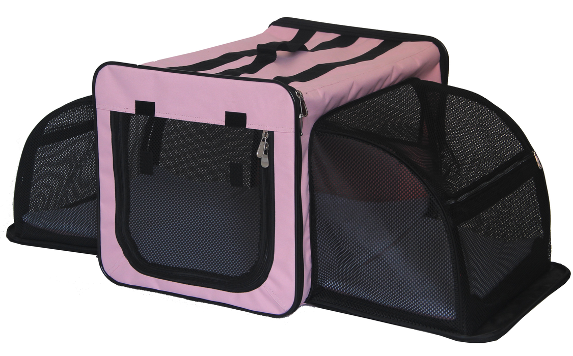 Pet Life Capacious Dual-Expandable Wire Folding Lightweight Collapsible Travel Pet Dog Crate