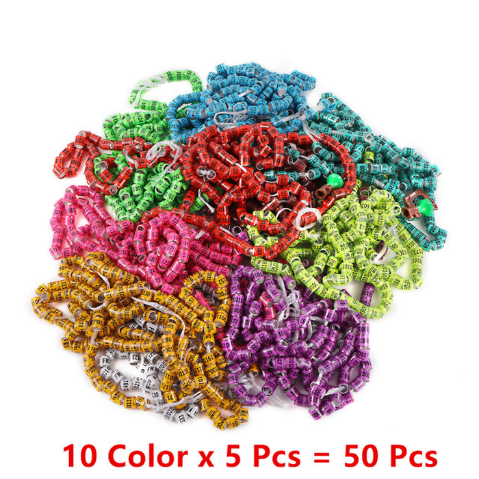 50 Pcs 2022 Multicolor Pigeon Foot Ring with Word Earrings Quality Durable Bird Ring Racing Pigeon Foot Ring Bird Tools