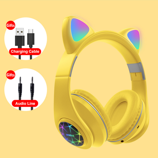 Cat Ears Earphones Wireless Headphones Music Stereo Blue-Tooth Headphone with Mic Children Daughter Fone Gamer Headset Kid Gifts