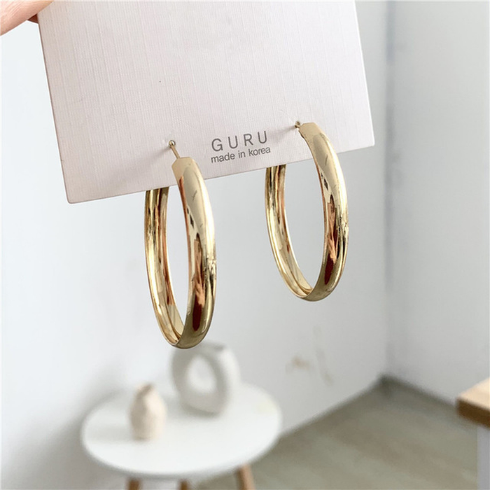 Minimalist Brand Hoop Circle Earring Woman 2020 New Vintage Gold Color Korean Scrub Statement Big Earrings Accessories Brincos