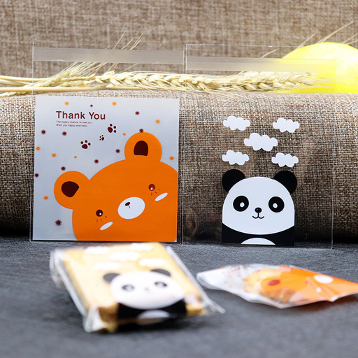 Cartoon Self-Adhensive Bakery Opp Bag Transparent Handmade Biscuit Candy Snowflake Crisp Packing Bag Bear Panda Printed