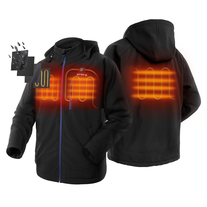ORORO Men'S Heated Jacket Kit with Detachable Hood and Battery Pack