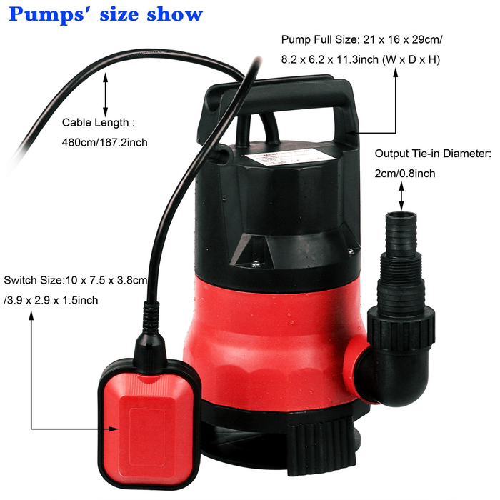 Submersible Dirty Clean Water Pump Sump Pump Swimming Pool Pond Heavy Duty Water Transfer UL Certification