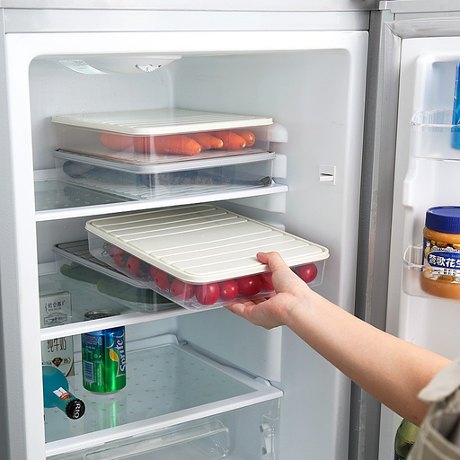 Refrigerator Food Storage Box Japanese Square Freezer Box Single Layer Plastic Seal Large Type Transparent Crisper Box