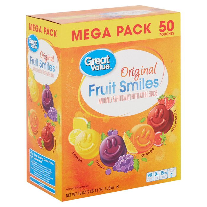 Great Value Original Fruit Smiles, 0.9 oz, 50 Count