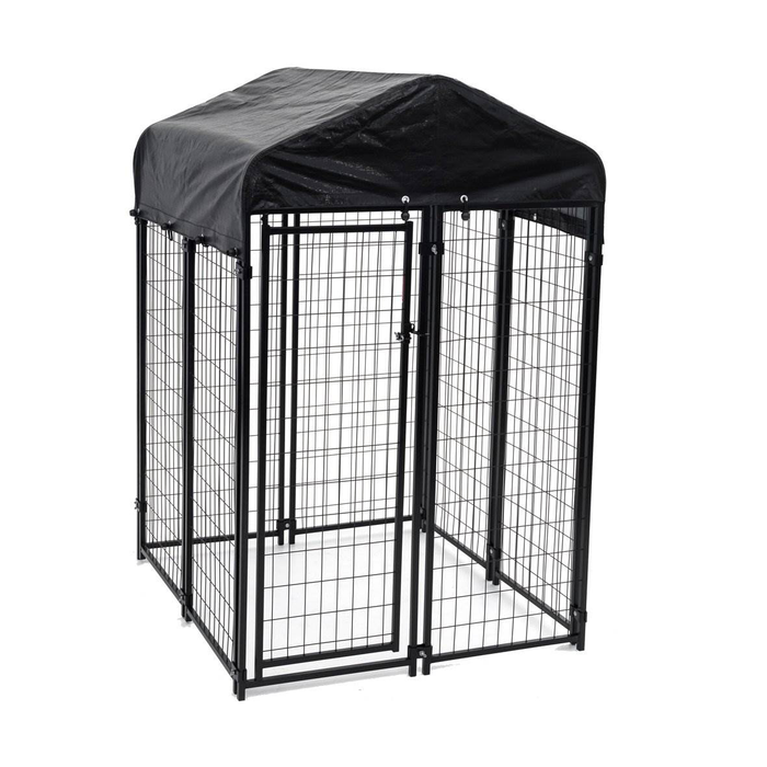 Lucky Dog Uptown Welded Wire Outdoor Dog Kennel with Cover, 4'L x 4'W x 6'H, 2 Pack
