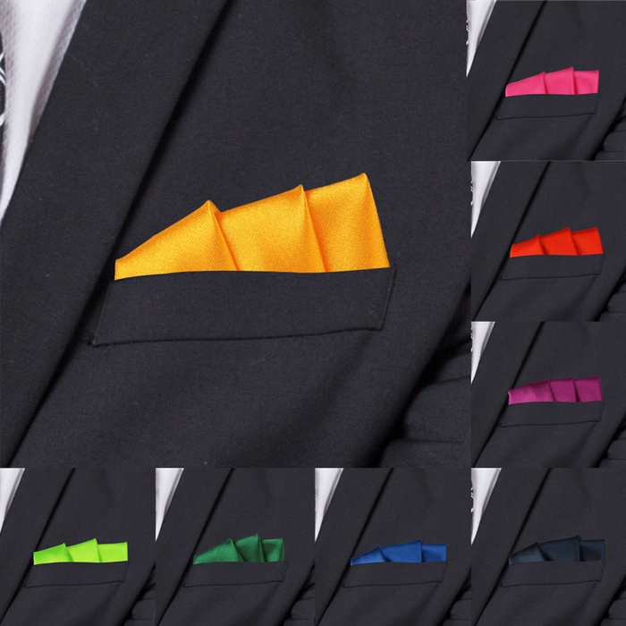 Satin Handkerchief for Men Candy Color Mens Suits Pocket Square Business Chest Towel Hanky Suit Napkin Solid Hankies