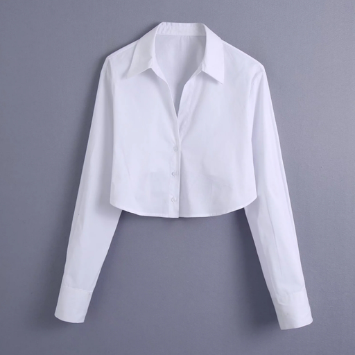 Hot Sale Women White Sexy Short Shirt Female Long Sleeve Blouse Casual Lady Loose Crop Tops Blusas S9576