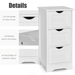Gymax Bathroom Floor Cabinet Wooden Free Standing Storage Side Organizer W/3 Drawers