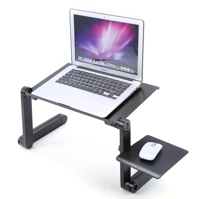 Adjustable Laptop Stand - Perfect Laptop Stand for Bed, Portable Standing Desk at the Office, Laptop Desk for Bed, Aluminum Desk Stand W/Mouse Pad