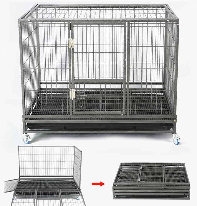 Homey Pet Stackable Dog Cage with Wheel, Divider, & Tray, 43"L x 29"W x 36"H