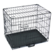 Heavy Duty Foldable Dog Crate with Tray, Black, Double Door, X-Small, 24"L