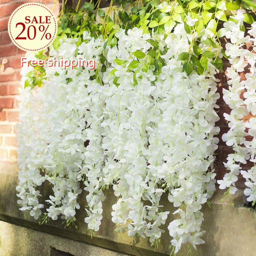 12Pcs Wisteria Artificial Flowers Hanging Garland Vine Rattan Fake Flower String Silk Flowers for Home Garden Wedding Decoration