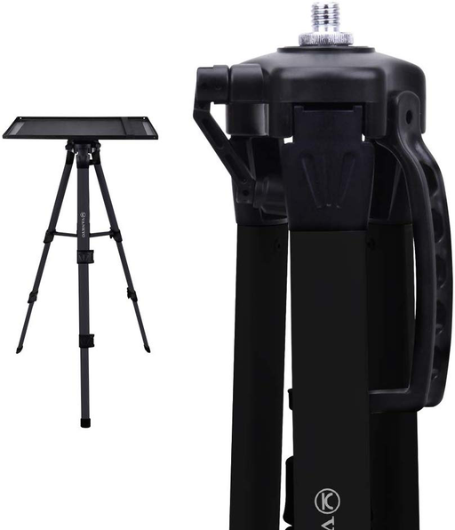 VANKYO Aluminum Tripod Projector Stand, Adjustable Laptop Stand, Multi-Function Stand, Computer Stand Adjustable Height 17'' to 46'' for Laptop with Plate and Carrying Bag (Black)