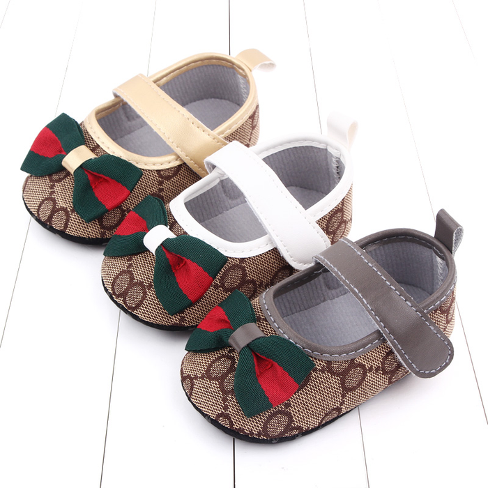 2021 Korean Princess Shoes Butterfly Knot Baby Girls First Walkers Soft Soled Flats Baby Moccasins Toddler Crib Shoes