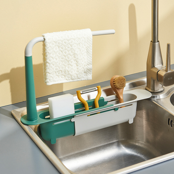 1Pcs Telescopic Sink Shelf Kitchen Sinks Organizer Soap Sponge Holder Sink Drain Rack Storage Basket Kitchen Gadgets Accessories