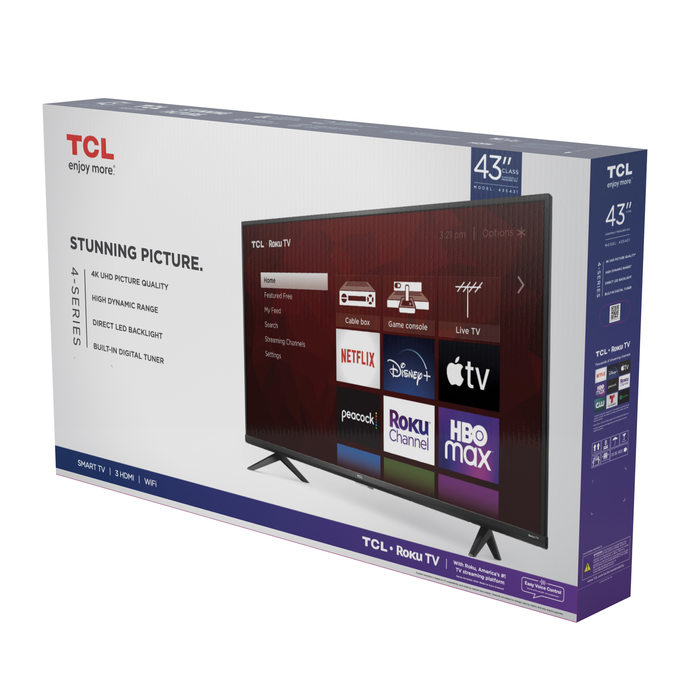 TCL 43" Class 4-Series 4K UHD HDR Roku Smart TV - 43S431