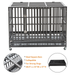 Walnest 48" Large Folding Cage Dog Crate XL Pet Kennel w/ Metal Square Tube Tray 20cm Wheels for Dogs Sliver