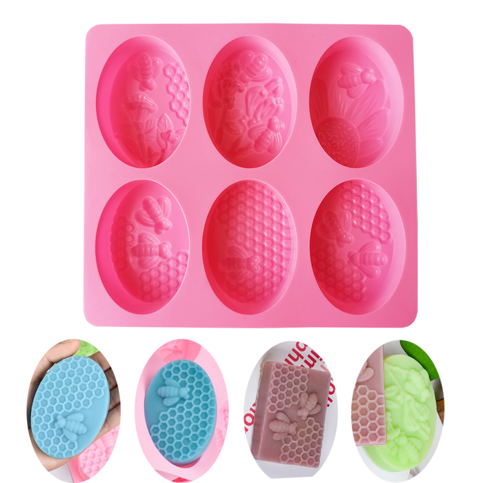 New 4 Cavity 3D Handmade Silicone Soap Molds Massage Therapy Bar Making Mould Tools DIY Oval Shape Soaps Resin Crafts