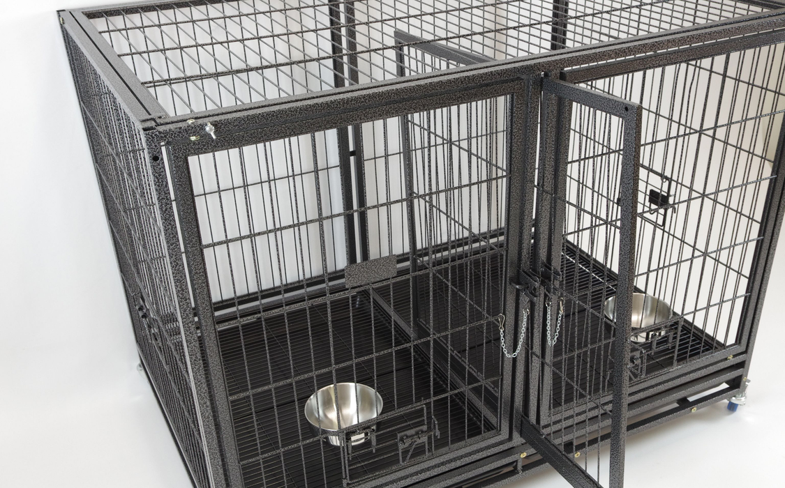 Homey Pet Stackable Dog Cage with Wheel, Divider, & Tray, 43"L x 26"W x 28"H