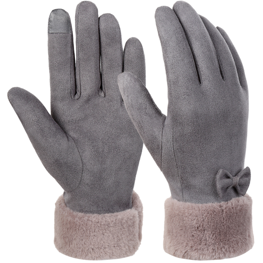 Vbiger Women Winter Warm Gloves Thickened Cold Weather Gloves Touch Screen Gloves, Gray, M